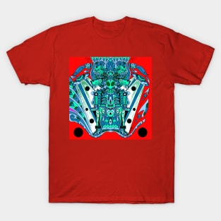 alien warfare in mayan spaceship ecopop pattern mandala T-Shirt